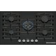 Bosch Serie 6 Plynová varná deska 75 cm Tvrzené sklo, černá PPQ7A6I40