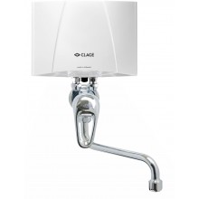 CLAGE M7 SME Malý průtokový ohřívač vody 6,5 kW 400 V + páková nástěnná baterie 1500-17157