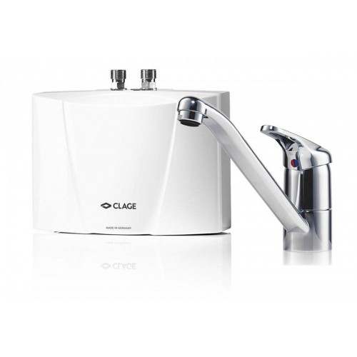 CLAGE M4 EKM Malý průtokový ohřívač vody 4,4 W 230V + páková stojánková baterie 1500-17224