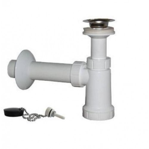 SAPHO umyvadlový sifon, nerezová výpusť 5/4", zátka řetízek, odpad 40mm, plast CV1011