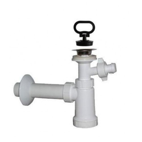 SAPHO umyvadlový sifon,nerezová výpusť 5/4"odpad 40mm s odbočkou,zátka, plast CV1014