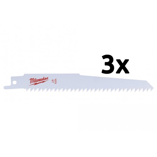 Milwaukee Sawzall Pilové plátky na dřevo a plasty (150mm/3ks) 48001075