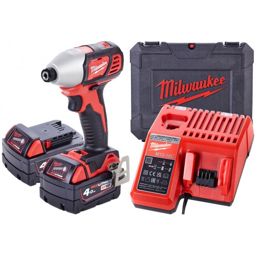 Milwaukee M18 BID-402C Aku rázový utahovák 2x4.0 Ah, Kufr 4933443580