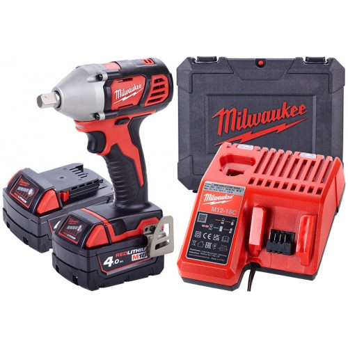 Milwaukee M18 BIW12-402C Aku rázový utahovák 2x4.0 Ah, Kufr 4933443607