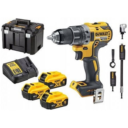 DeWALT DCD791P3A Aku vrtačka + Úhlový nástavec (70Nm/18V/3x5,0Ah) kufr Tstak