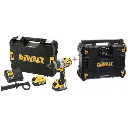 DeWALT Aku Vrtačka s příklepem XRP 2x18V 5,0Ah + Aku Rádio Tstak system DCD996P2R-XK DeWALT Aku Vrtačka s příklepem XRP 2x18V 5,0Ah + Aku Rádio Tstak system DCD996P2R-XK