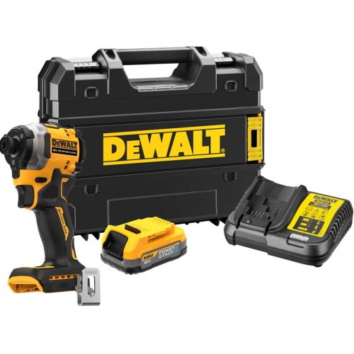 DeWALT DCF850E1T Aku rázový utahovák 1/4" (208Nm/18V/1x1,7Ah PowerStack) kufr Tstak