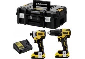 DeWALT DCK2062D2T Kombo sada 18 V Aku příklepový šroubovák + rázový utahovák (18V/2x2,0Ah)