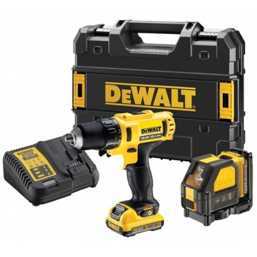 DeWALT Combo sada Aku vrtačka + Křížový laser 10,8 V, kufr Tstak DCK215D2T