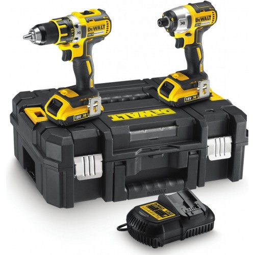 DeWALT Combo sada vrtačka 18V + rázový utahovák 1/4" 2x2,0Ah Li-Ion s kufrem TSTAK DCK258D2T
