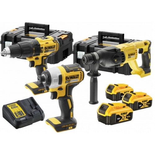 DeWALT Aku Kombo sada nářadí 18V 3x 4,0Ah Li-Ion XR, s kufry, DCK369M3T