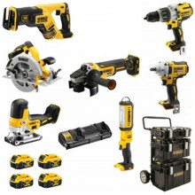 DeWALT DCK856P4 Aku combo sada nářadí 18 V - 7 druhů nářadí, 4x aku 5,0 Ah, 3x kufr+vozík