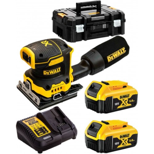 DeWALT DCW200P2 Aku bezuhlíková vibrační bruska XR (18V/2x5,0Ah) kufr Tstak