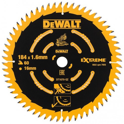 DeWALT DT1670 Pilový kotouč 184 x 16 mm, 60 zubů, ABT +7°