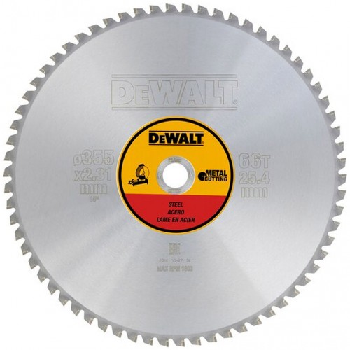 DeWALT DT1926 Pilový kotouč na ocel 355 x 25,4 mm, 66 zubů, TCG 1,5°