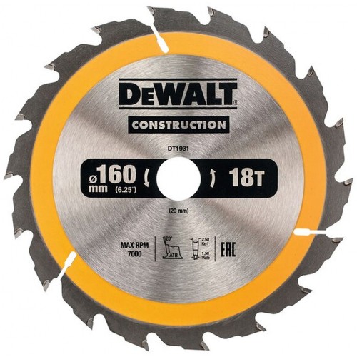 DeWALT DT1931 Pilový kotouč 160 x 20 mm, 18 zubů, ATB 20°