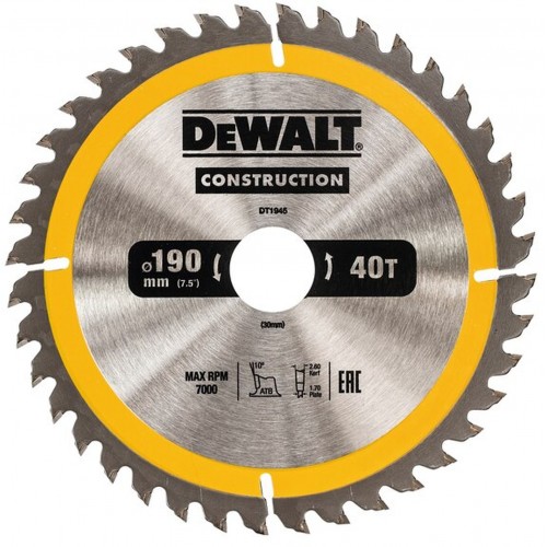 DeWALT DT1945 Pilový kotouč 190 x 30 mm, 40 zubů, ATB 10°