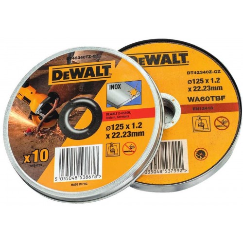 DeWALT DT42340TZ Sada řezných kotoučů na nerez, 125 x 1,2 mm, 10 ks