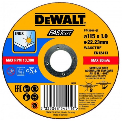 DeWALT řezný kotouč na nerez 115 x 22.2 x 1.0 mm DT43901 DeWALT řezný kotouč na nerez 115 x 22.2 x 1.0 mm DT43901