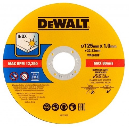 DeWALT DT20598 Řezný kotouč na kov a nerez 125 x1 x 22,2mm 50ks DeWALT DT20598 Řezný kotouč na kov a nerez 125 x1 x 22,2mm 50ks
