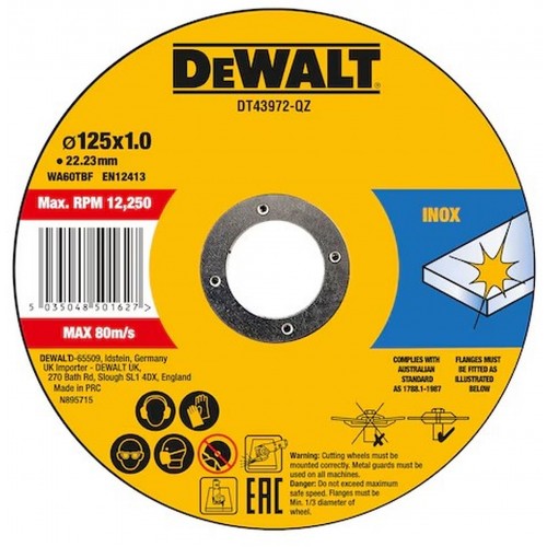 DeWALT DT43972-QZ Řezný kotouč na kov a nerez 125 x1 x 22,2mm 10ks DeWALT DT43972-QZ Řezný kotouč na kov a nerez 125 x1 x 22,2mm 10ks