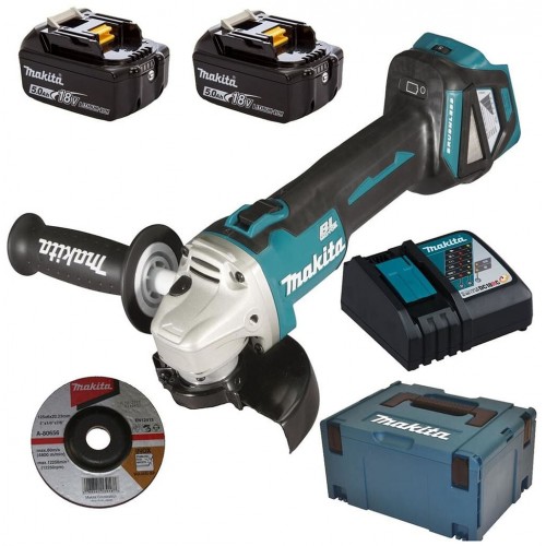 MAKITA DGA511RTJ Aku úhlová bruska s regulací 125mm Li-ion LXT (2x5,0Ah/18V) Makpac