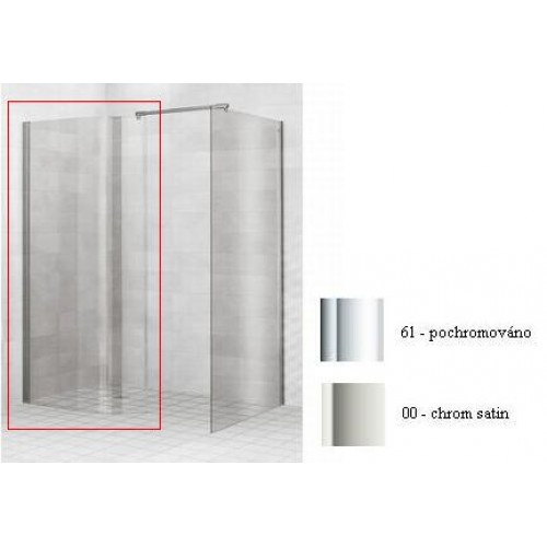 Villeroy & Boch Subway Sprchový kout Walk-in Zaoblený základní prvek 88,6x200, pochromováno