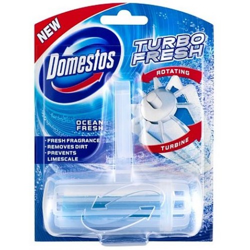 DOMESTOS TURBO FRESH Rotační tuhý WC blok Ocean 38 g DOMESTOS TURBO FRESH Rotační tuhý WC blok Ocean 38 g