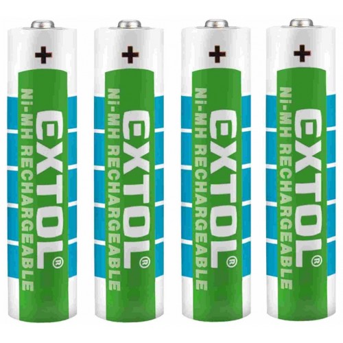 EXTOL ENERGY baterie nabíjecí, 4ks, AAA (HR03), 1,2V, 1000mAh, NiMh, 42060