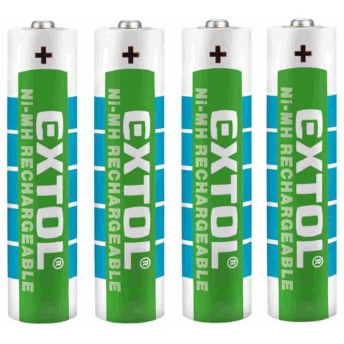 EXTOL ENERGY baterie nabíjecí, 4ks, AAA (HR03), 1,2V, 1000mAh, NiMh, 42060 EXTOL ENERGY baterie nabíjecí, 4ks, AAA (HR03), 1,2V, 1000mAh, NiMh, 42060