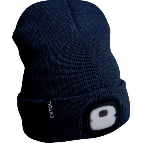 EXTOL LIGHT čepice s čelovkou 4x25lm, USB nabíjení, tmavě modrá, ECONOMY, 43456