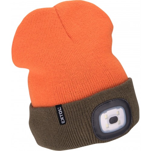 EXTOL LIGHT čepice s čelovkou 4x45lm, USB nabíjení, fluorescentní oranžová/khaki zelená, oboustranná 43460 EXTOL LIGHT čepice s čelovkou 4x45lm, USB nabíjení, fluorescentní oranžová/khaki zelená, oboustranná 43460