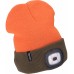 EXTOL LIGHT čepice s čelovkou 4x45lm, USB nabíjení, fluorescentní oranžová/khaki zelená, oboustranná 43460