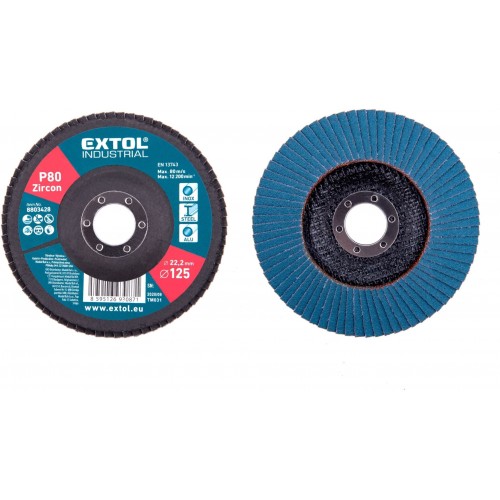 EXTOL INDUSTRIAL kotouč lamelový šikmý zirkonový, P80, 125mm 8803428 EXTOL INDUSTRIAL kotouč lamelový šikmý zirkonový, P80, 125mm 8803428
