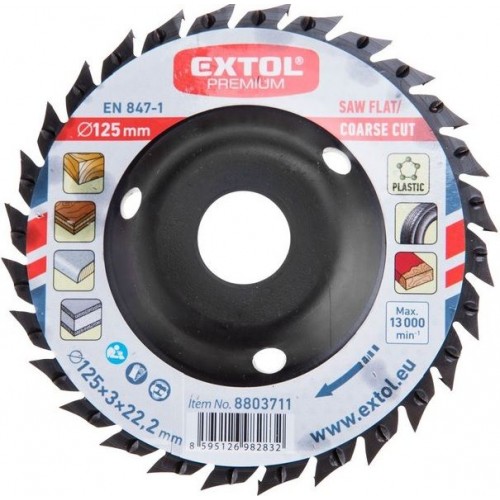 EXTOL PREMIUM kotouč rašplový/pilový na dřevo,125x3x22,2mm, hrubý sek 8803711