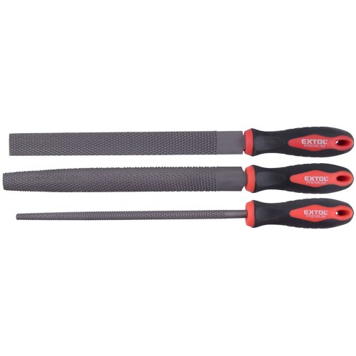 EXTOL PREMIUM rašple, sada 3ks, 250mm, sek 2, plochá, úsečová a kruhová 8803757 EXTOL PREMIUM rašple, sada 3ks, 250mm, sek 2, plochá, úsečová a kruhová 8803757