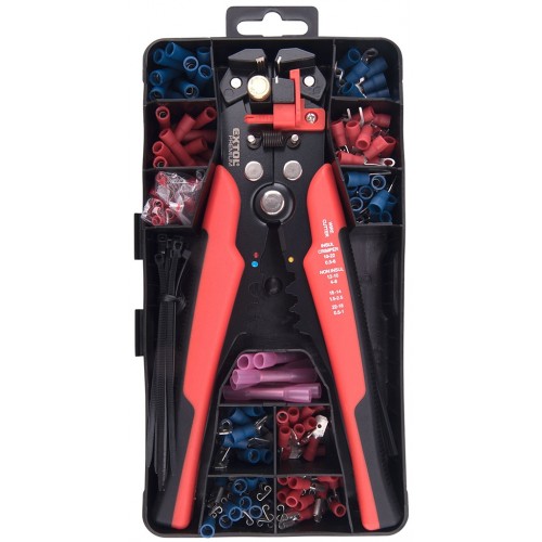 EXTOL PREMIUM kleště odizolovací/krimpovací a koncovky, sada 231ks 8831126