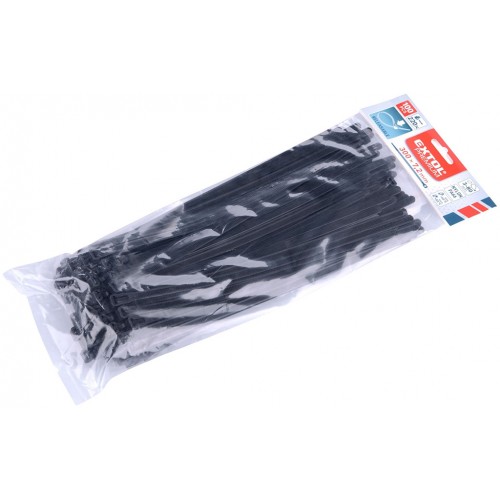 EXTOL PREMIUM pásky stahovací černé, rozpojitelné, 300x7,2mm, 100ks, nylon PA66 8856258