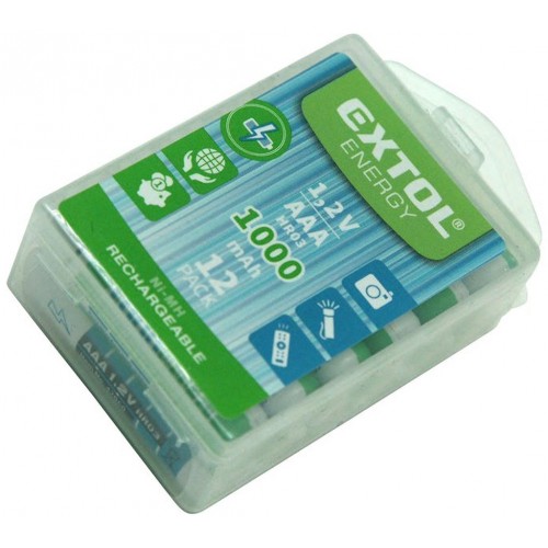 EXTOL ENERGY baterie nabíjecí, 12ks, AAA (HR03), 1,2V, 1000mAh, NiMh 42062 EXTOL ENERGY baterie nabíjecí, 12ks, AAA (HR03), 1,2V, 1000mAh, NiMh 42062