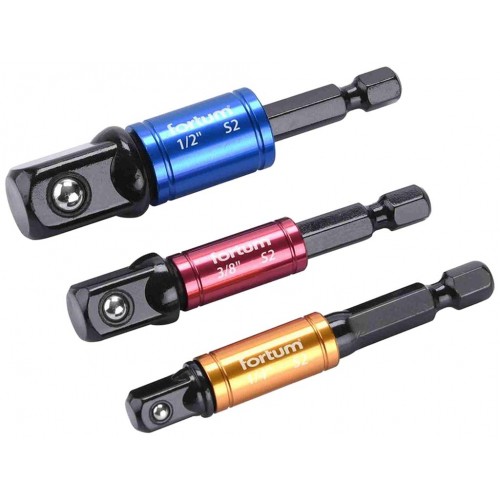 FORTUM adaptéry do vrtačky s otoč.úchytem 3ks, 1/4"-3/8"-1/2", S2 4742203 FORTUM adaptéry do vrtačky s otoč.úchytem 3ks, 1/4"-3/8"-1/2", S2 4742203