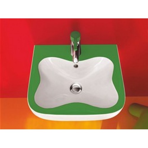 LAUFEN FLORAKIDS Umývátko pro děti 45x41 cm, s otvorem pro baterie, zelené