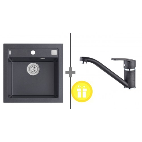 ALVEUS Set dřez Formic 20 +baterie Nina v černé + dárek