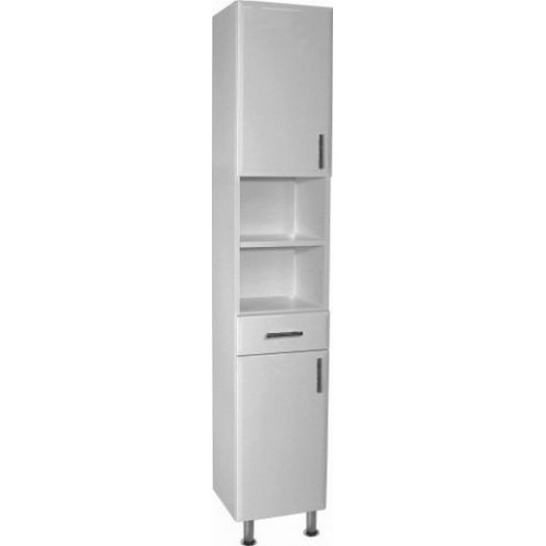 Intedoor Ideal vysoká koupelnová skříňka na dvou nožičkách bílý lesk levá IDSVP35LN