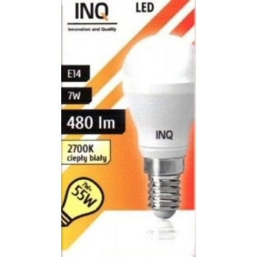INQ LED žárovka, E14 ilum.7W P20, teplá bílá IN712520