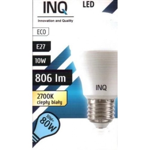 INQ LED žárovka, E27 10W A60, teplá bílá IN713985