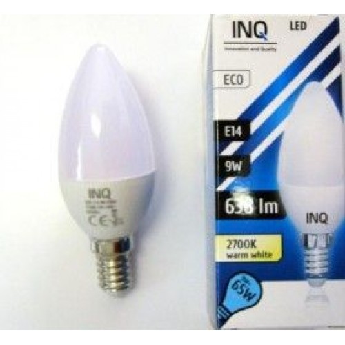 INQ LED žárovka, E14svíč.9W B37, teplá bílá IN714012
