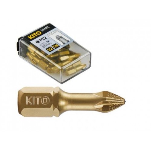 KITO hroty, sada 20ks, PH 3x25mm, S2/TiN 4820113 KITO hroty, sada 20ks, PH 3x25mm, S2/TiN 4820113