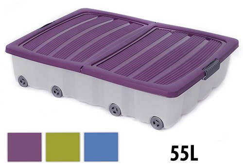 KAISERHOFF Pojízdný úložný plastový box s klip víkem 55 L 80x60x17 cm KO-928199zele