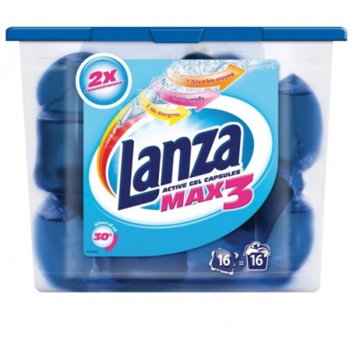 Lanza Max3 Regular gelové kapsle na praní bílého prádla 16 ks