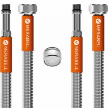 MERABELL Aqua,hadice pro vodovodní baterie, G3/8"-M10x1 dlouhý závit-2ks+perlátor,délka 35cm M0013